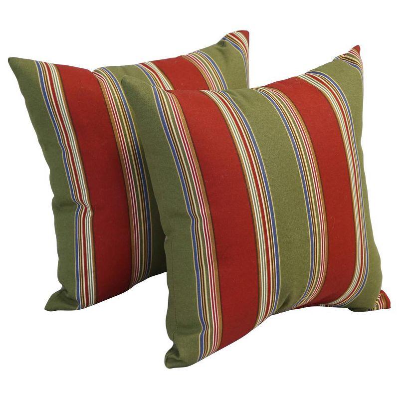 Set of 4 Striped Square Outdoor Polyester Throw Pillows