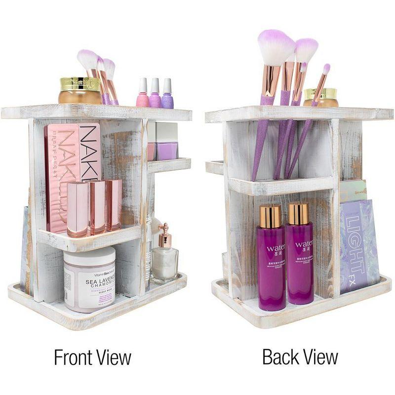 Sorbus 360 degree Rustic Bamboo Rotating Makeup Organizer