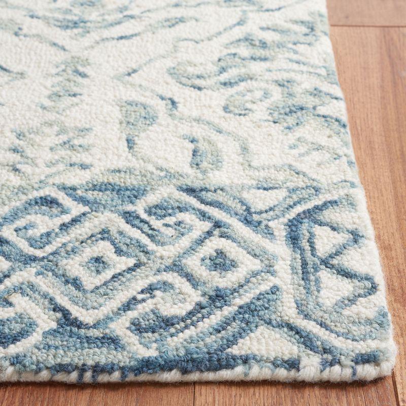 Blue and Ivory Hand-Tufted Wool Area Rug 3' x 5'