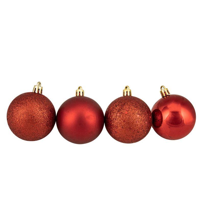 Northlight 24ct Candy Cane 4-Finish Shatterproof Christmas Ball Ornament Set 2.5" - Red/White