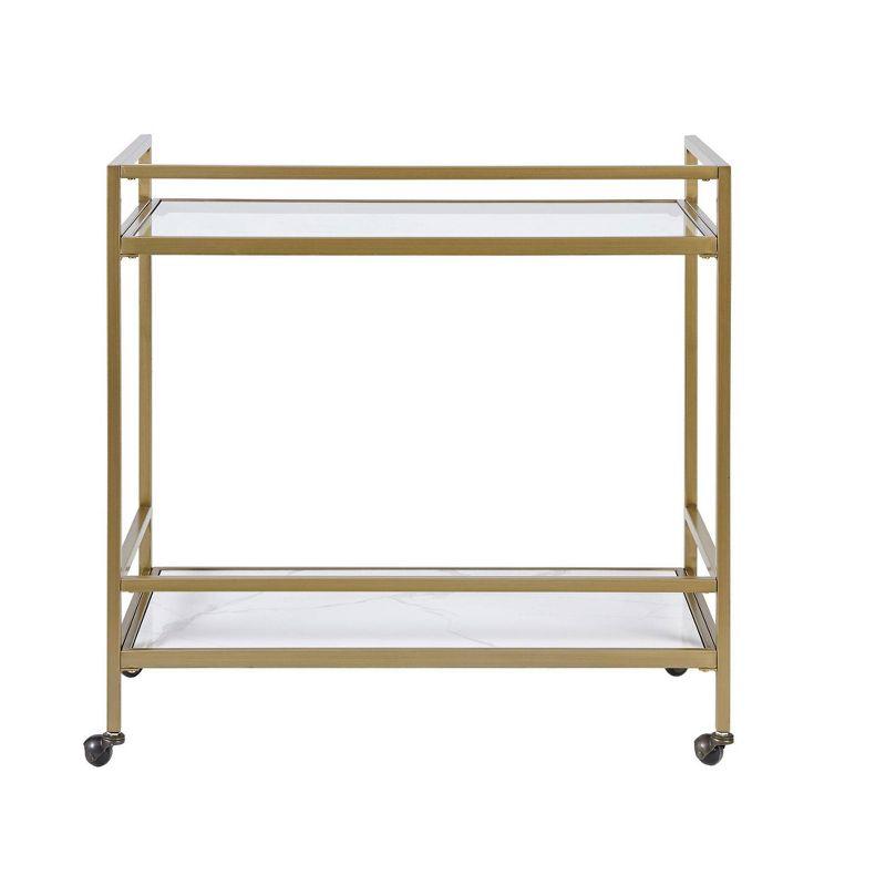 Martha Stewart Lionel 2-Tier Bar Cart with Glass Top and Ceramic Shelf