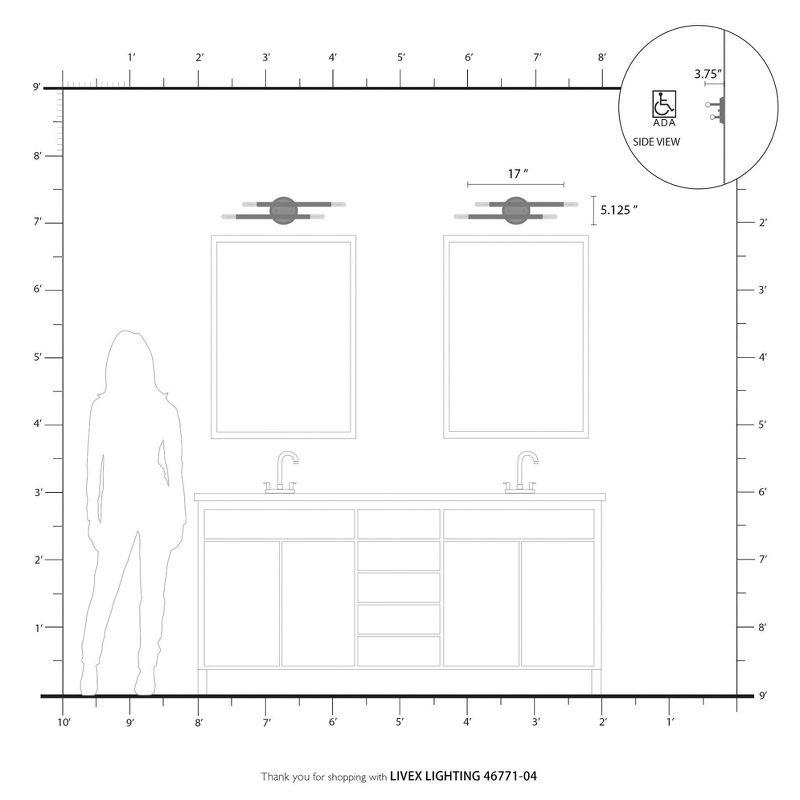 Livex Lighting Soho 4 - Light Wall Light in  Black/Brushed Nickel
