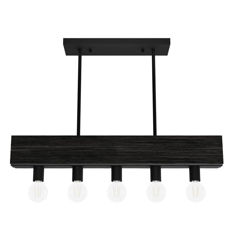 Black Iron and Ash 5-Light Linear Chandelier