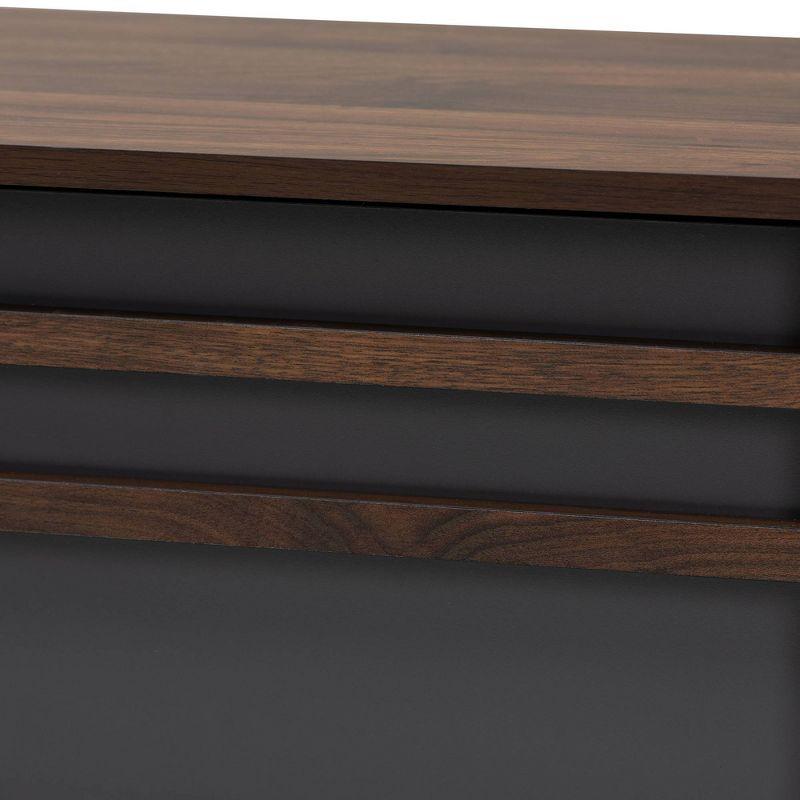 Naoki Wood TV Stand for TVs up to 75" Gray/Walnut - Baxton Studio: Modern Media Console with Storage & Cord Management