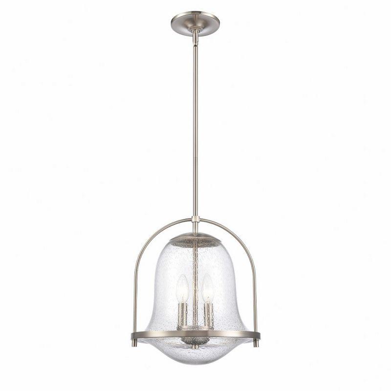 Satin Nickel Clear Seeded Glass 2-Light Pendant