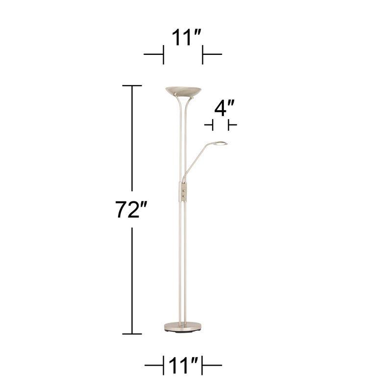 Adjustable Brushed Nickel Torchiere Floor Lamp with White Diffuser