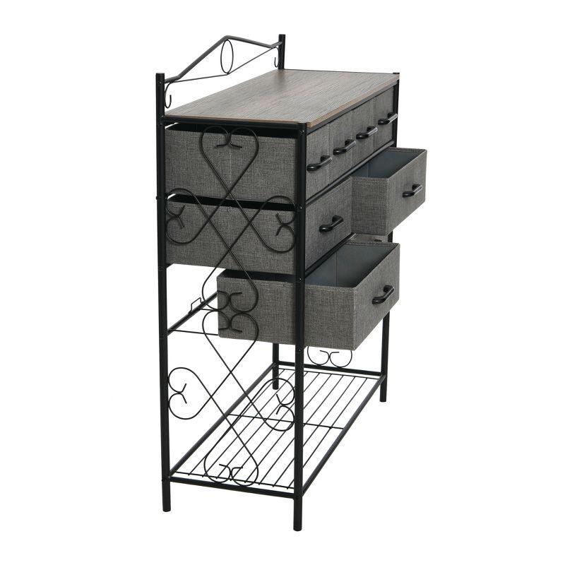 Victorian Style 8-Drawer and Bottom Shoe Shelf Storage Organizer Unit, Black and Ashwood Color