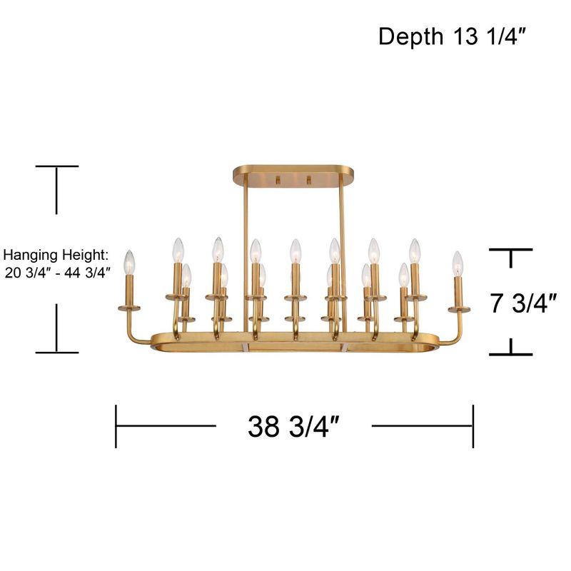 Soft Gold Brass 16-Light Linear Island Chandelier