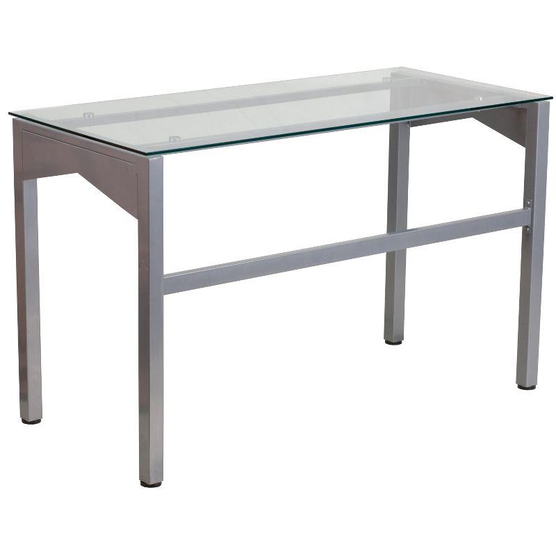 Emma and Oliver Desk with Clear Tempered Glass Top