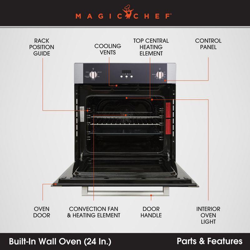 Magic Chef 24" 2 Cubic Feet Electric Convection Wall Oven with Soft Close Door