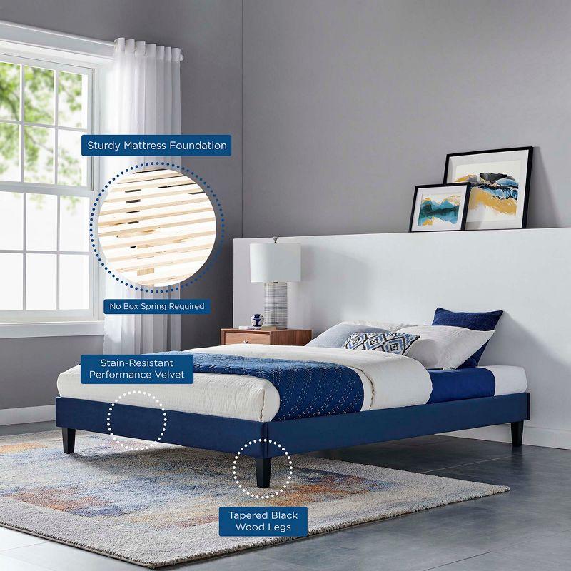 Modway Reign Queen Performance Velvet Platform Bed Frame