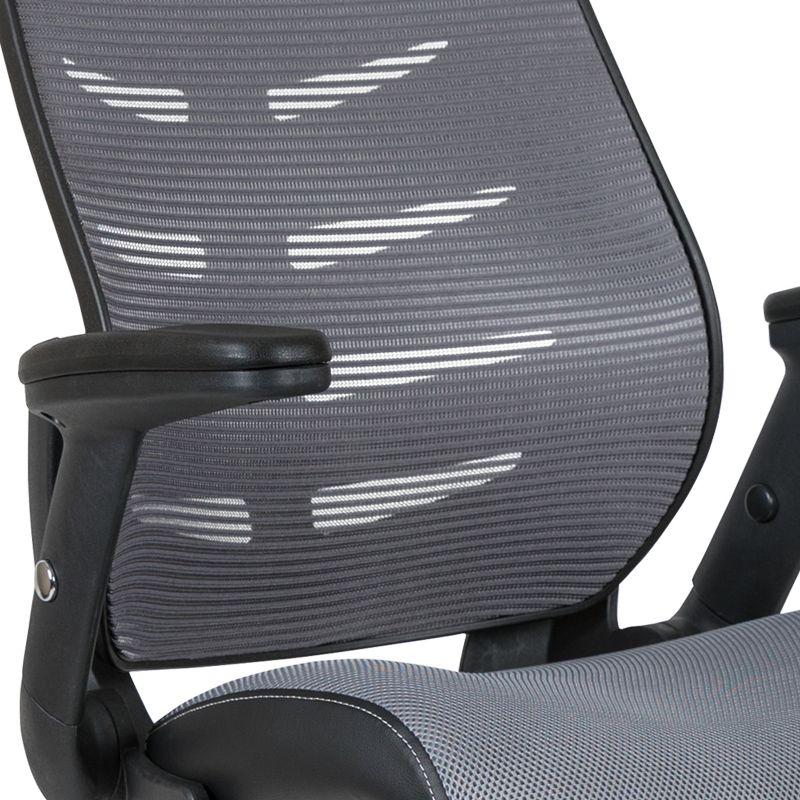 Flash Furniture High Back Mesh Spine-Back Ergonomic Drafting Chair with Adjustable Foot Ring and Adjustable Flip-Up Arms