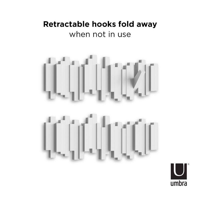 Umbra Sticks Multi Hook White: Wall Hooks, 5 Decorative Hooks, ABS Material, 25 lb Capacity, 19.38" Length, 5-Year Warranty