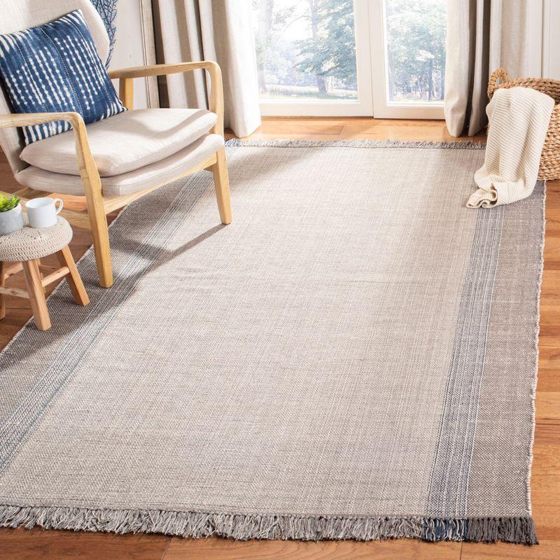 Coastal Breeze Blue/Grey Flat Woven Cotton 3' x 5' Area Rug