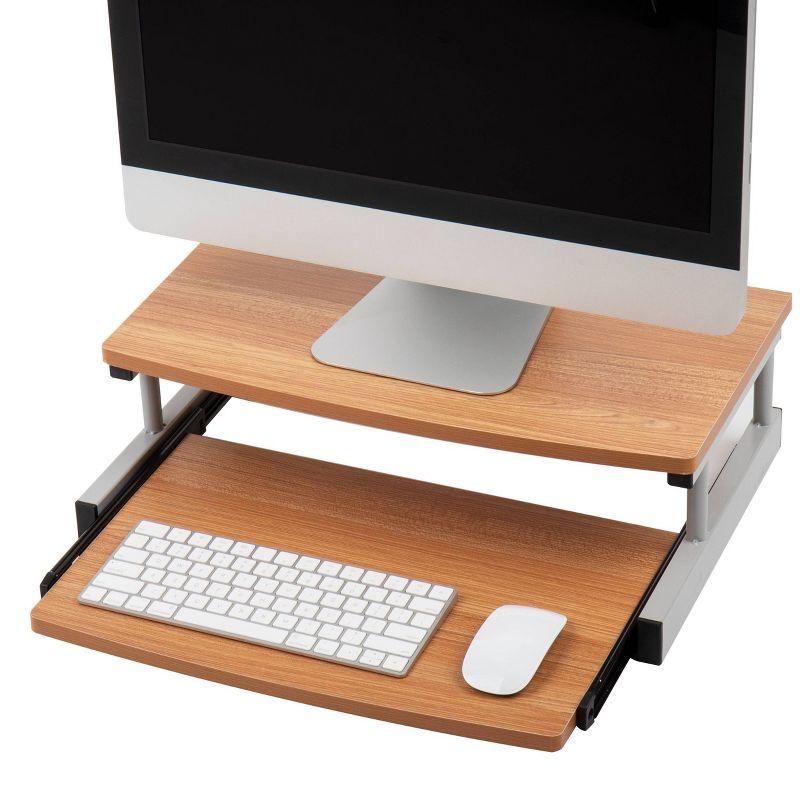 Monitor Stand, Sliding Keyboard Drawer, Laptop, Riser, Office, 20"L x 14.75"W x 5.9"H