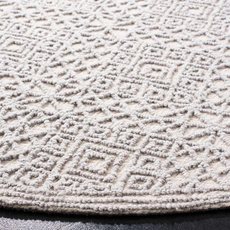 Elegant Gray Hand-Tufted Wool 6' Round Area Rug