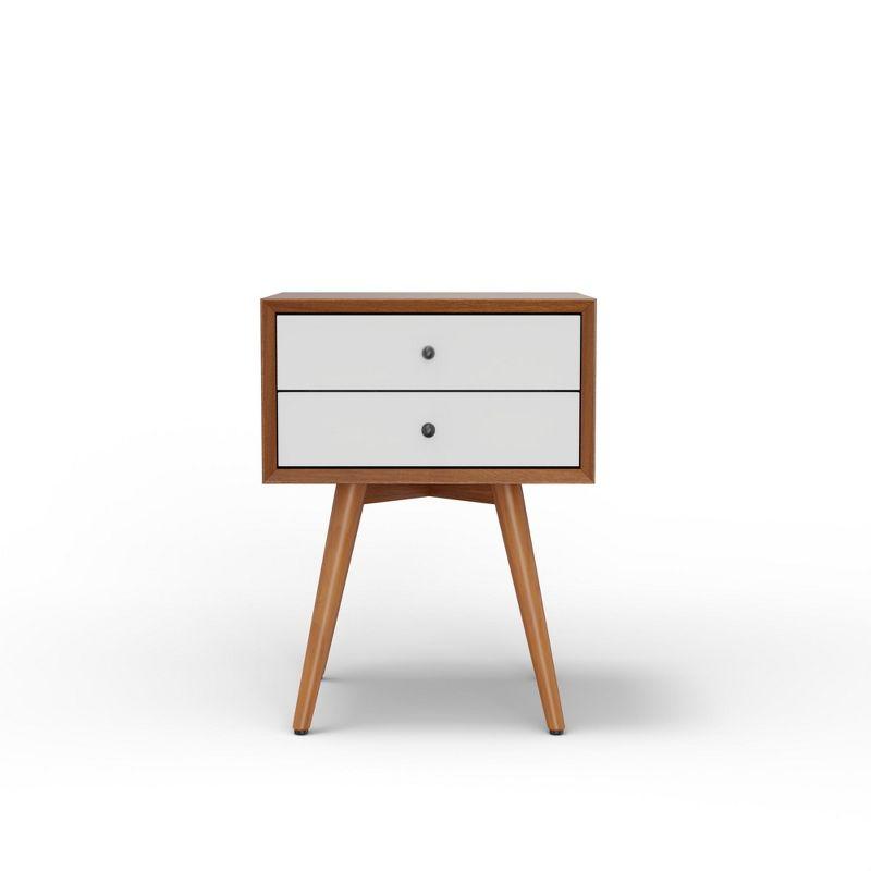 Alpine Furniture Flynn Small Nightstand, Acorn & White