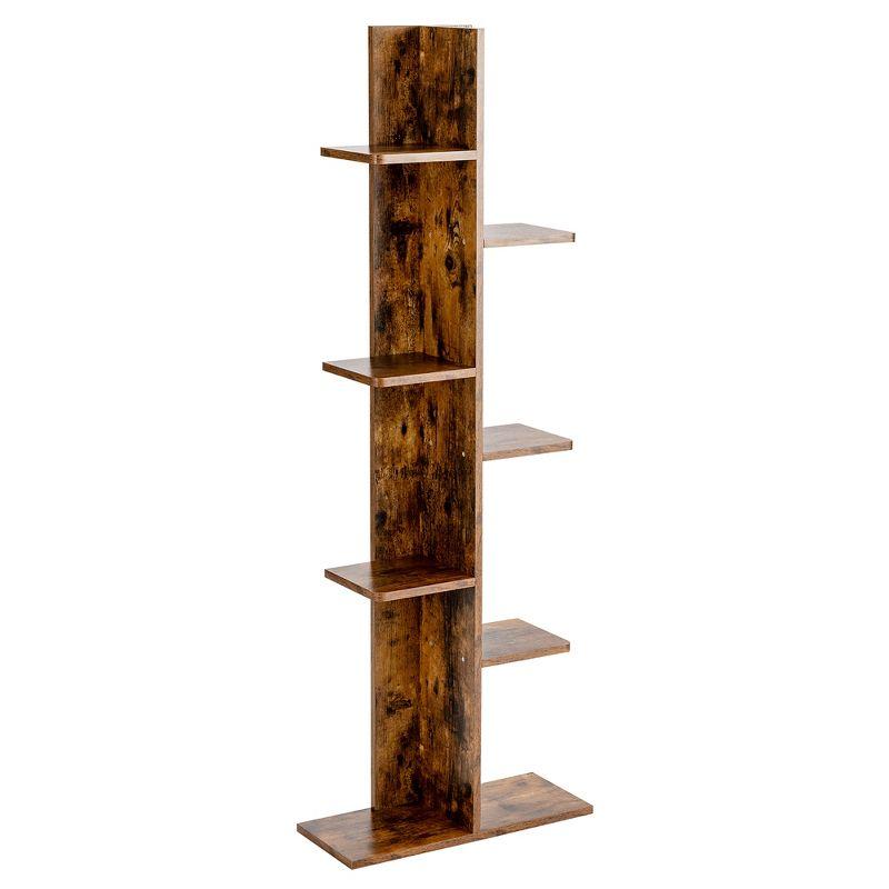 Kids Zig-Zag 7-Tier Brown Wood Display Shelf