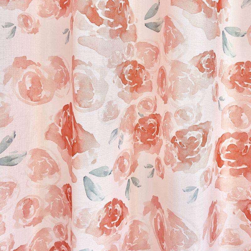 iDesign Watercolor Floral Polyester Shower Curtain - 12 Reinforced Buttonholes - 72" x 72" – Peach