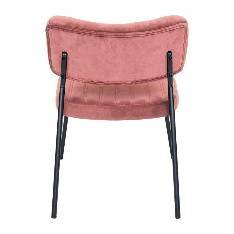 LeisureMod Marilane Velvet Accent Chair with Cushioned Upholstery for Living Rooms, Offices, and Lounges in Royal Rose