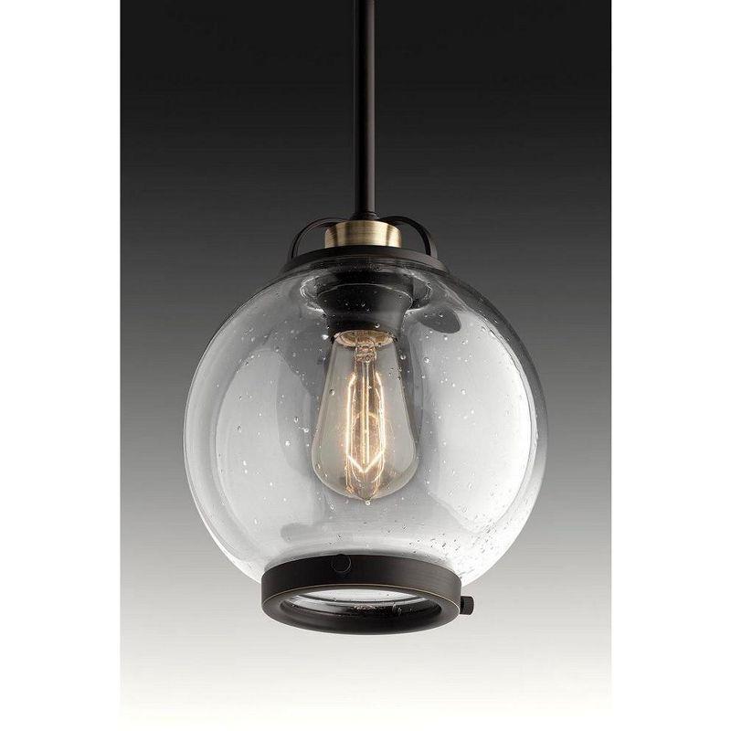 Chronicle Seeded Glass Globe Mini Pendant in Polished Nickel and Bronze