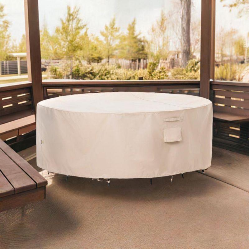 Premium Waterproof Outdoor Patio Round Table Cover: Latest Rip-Stop Fabric, 3-Year Warranty