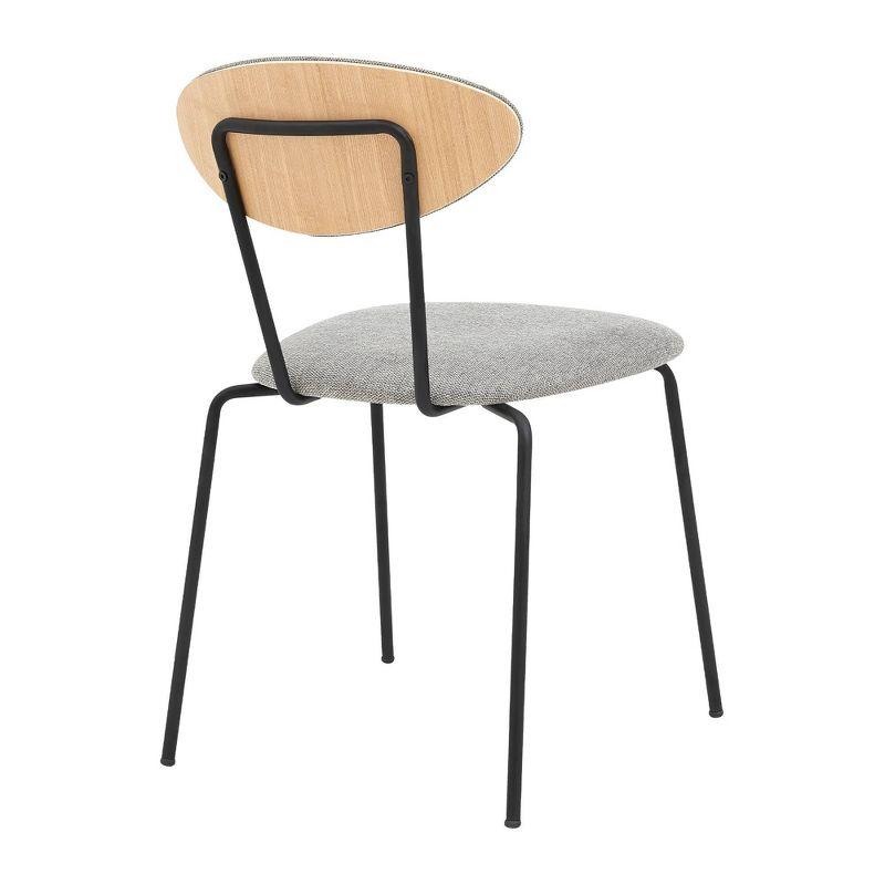 Set of 2 Neo Modern Fabric and Metal Dining Room Chairs Gray/Black - Armen Living: Contemporary, Faux Leather, Comfort Cushion