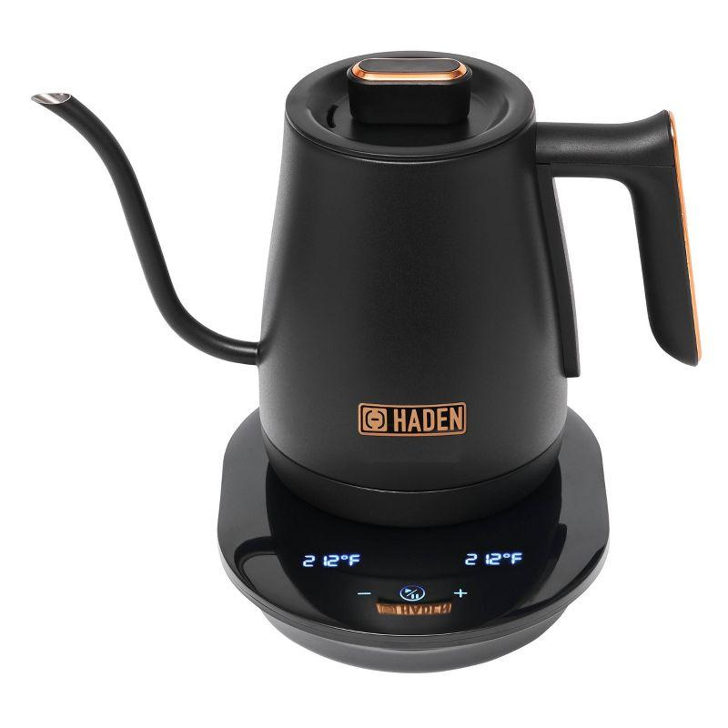 Haden Gooseneck 0.6L Pour Over Cordless Digital Stainless Steel Electric Kettle Black/Copper: 1200W, 1 Year Warranty