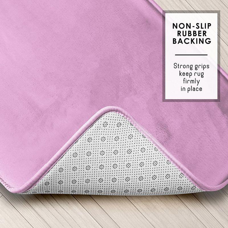Hearth & Harbor 3 Piece Bathroom Rugs Bath Mat Set, Non-Slip Velvet Memory Foam Bath Mats, Lavender Dream