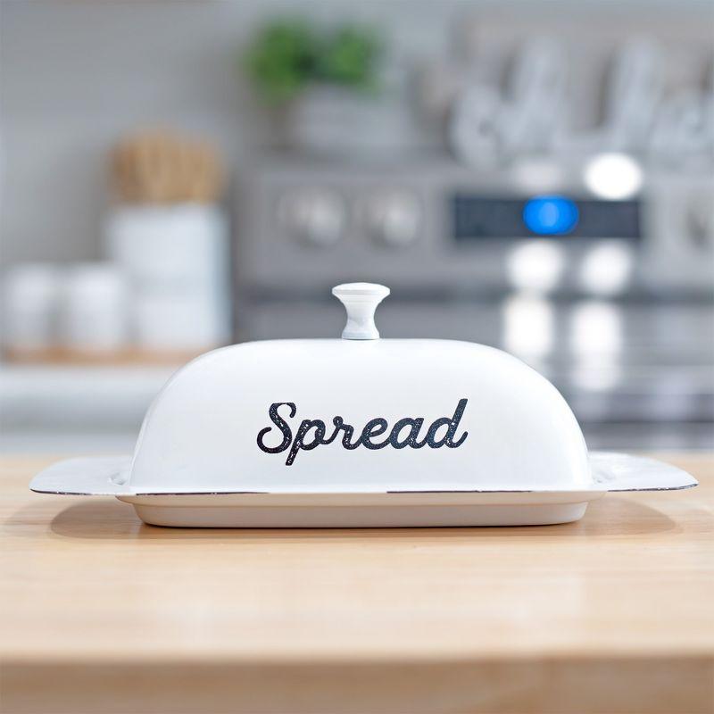 AuldHome Design Enamelware Butter Dish, Spread Serving Dish w/ Cover