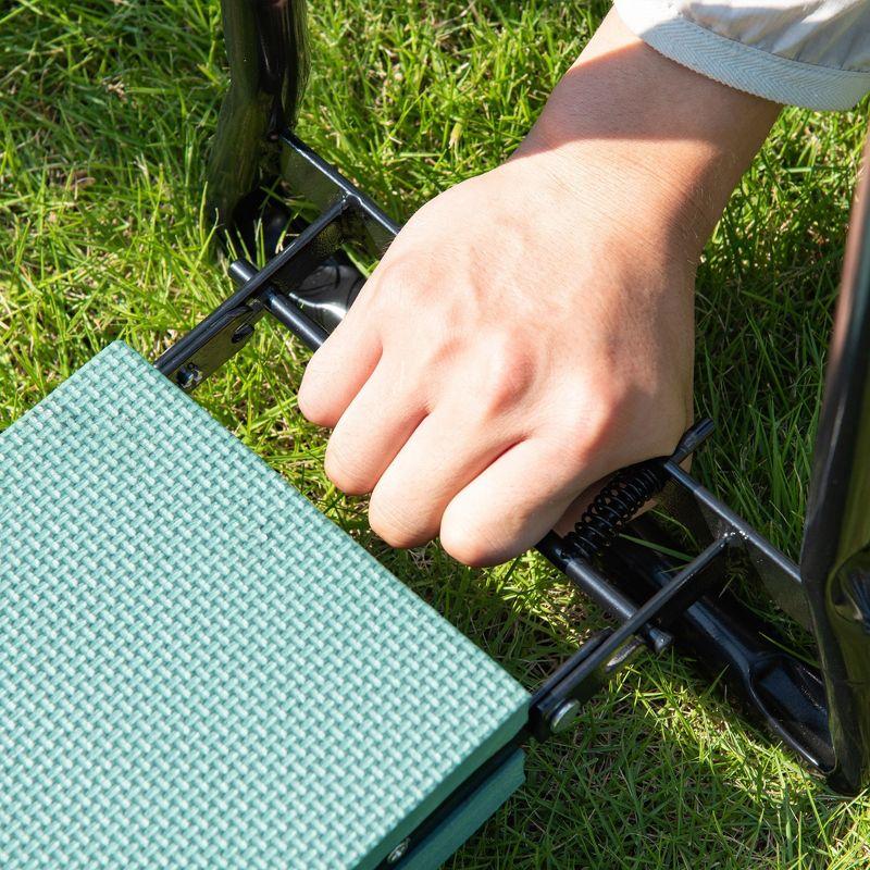 Outsunny Padded Garden Kneeler and Seat Bench, Padded Foldable Garden Stool, Green
