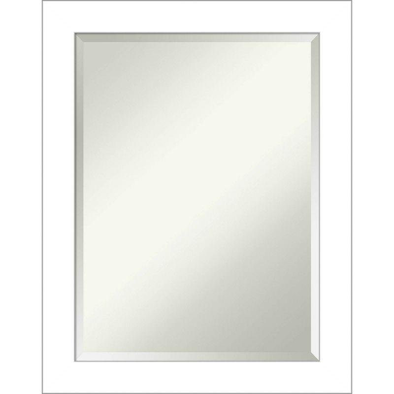22" x 28" Wedge Framed Bathroom Vanity Wall Mirror White - Amanti Art: Modern, Satin Finish, No Assembly Required