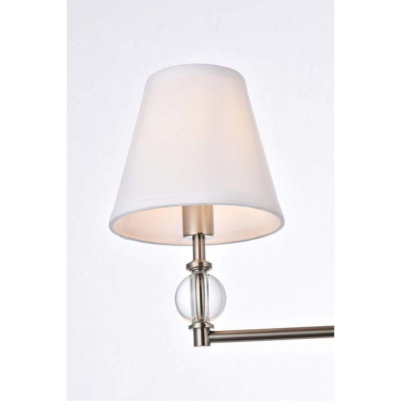 Elegant Lighting Bethany 3 lights bath sconce in satin nickel with white fabric shade