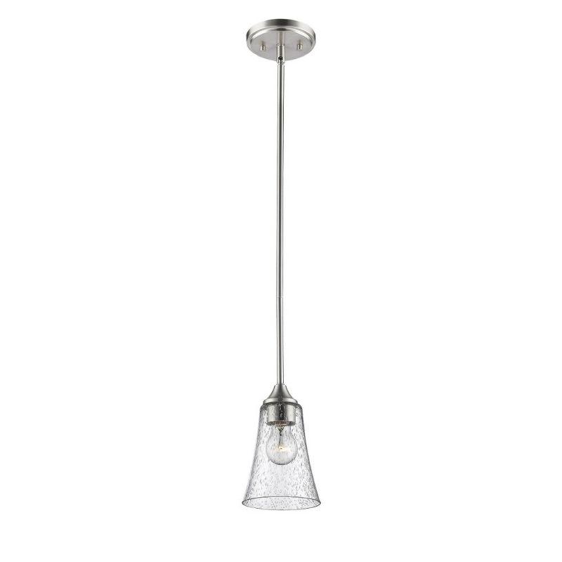 Satin Nickel Mini Pendant Light with Glass Shade