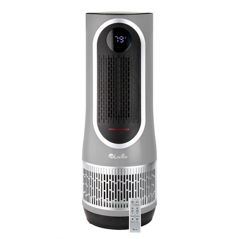 Gray HEPA Air Purifier and Heater with Remote Control