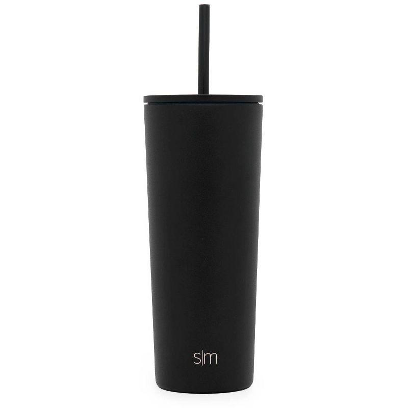 24oz Black Insulated Stainless Steel Travel Tumbler with Straw