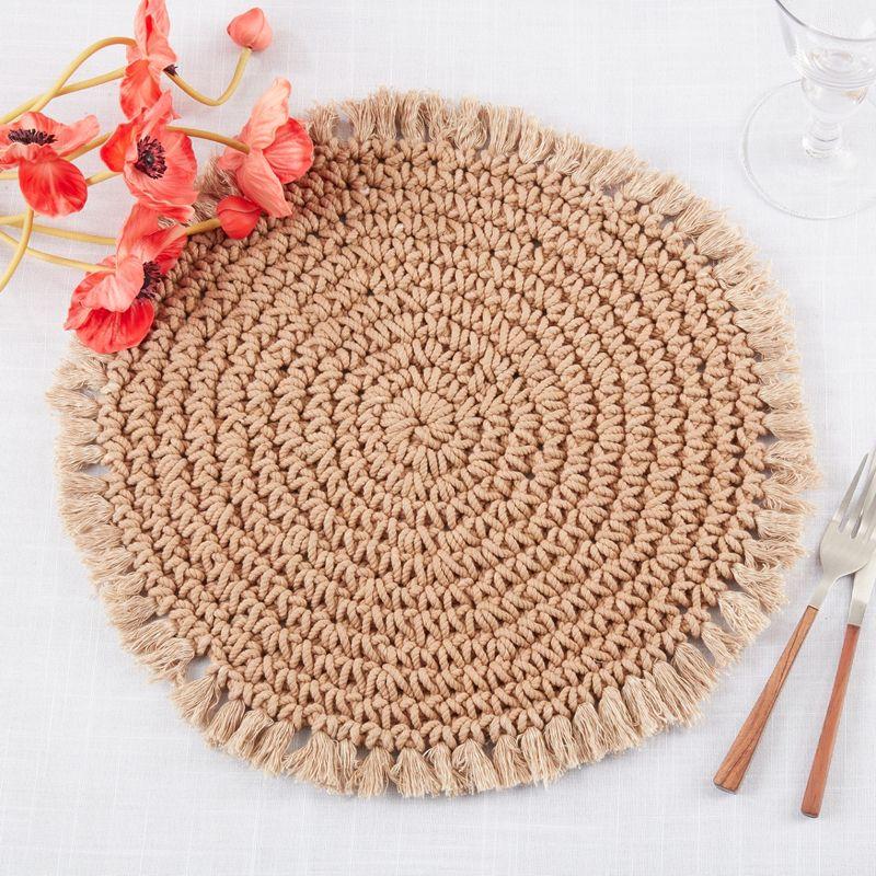 Saro Lifestyle Macrame Placemats with Plain Design (Set of 4)