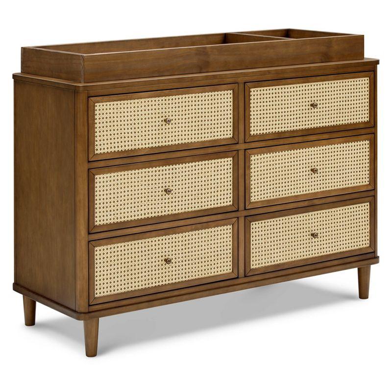 Natural Walnut and Blonde Cane 6-Drawer Dresser with Soft Close