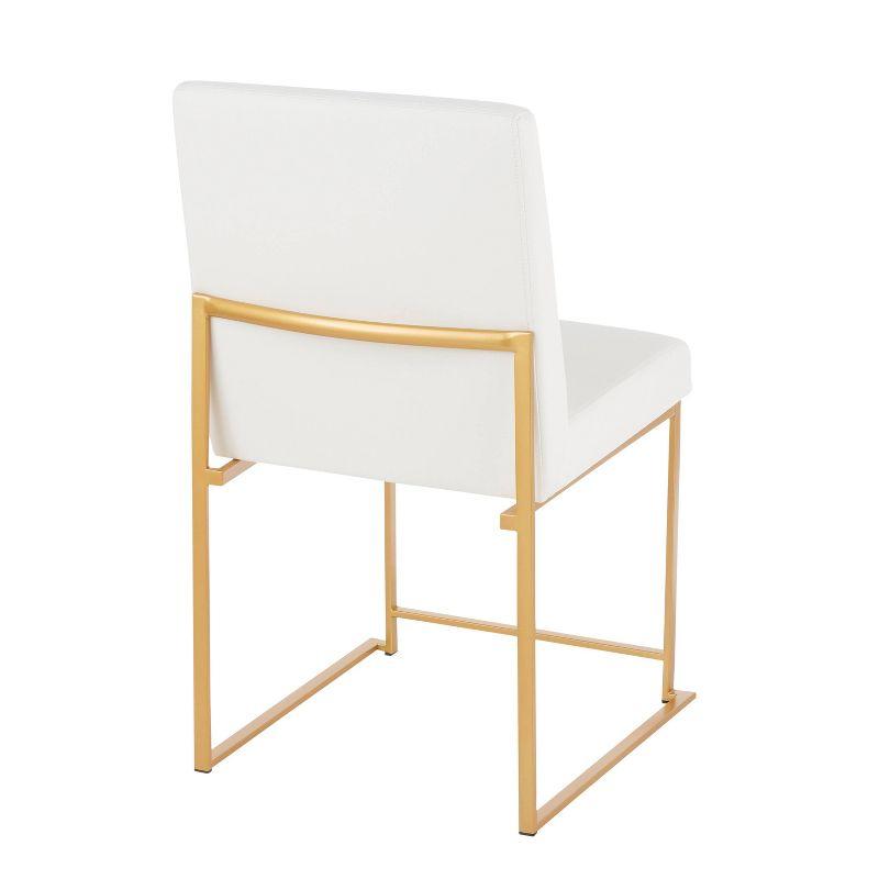 Fuji High Back Gold & White Faux Leather Dining Chair Set