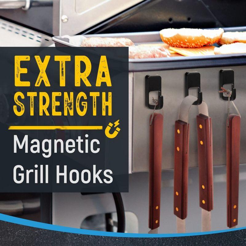 Black Heavy Duty Magnetic Grill Tool Hooks, 6-Pack