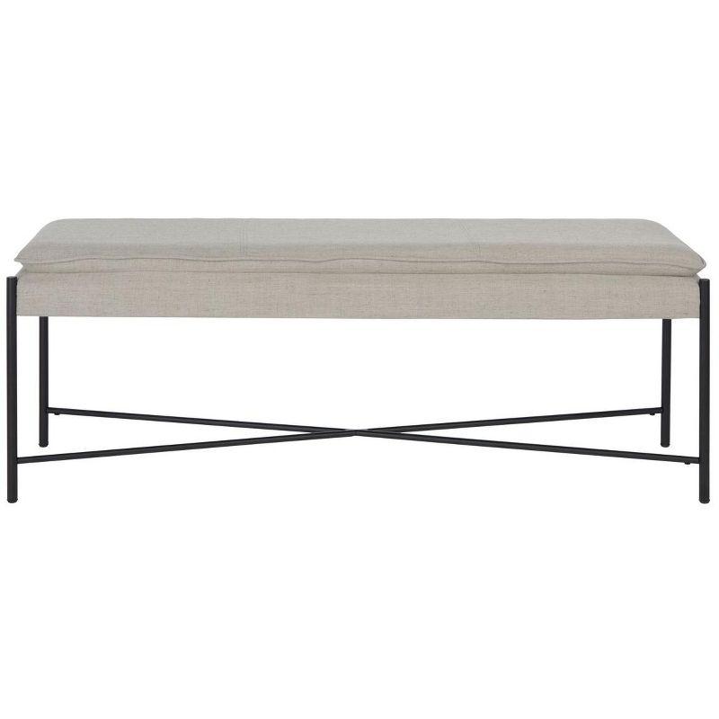 Kara Cushioned X Bench - Light Grey Linen/Black - Safavieh