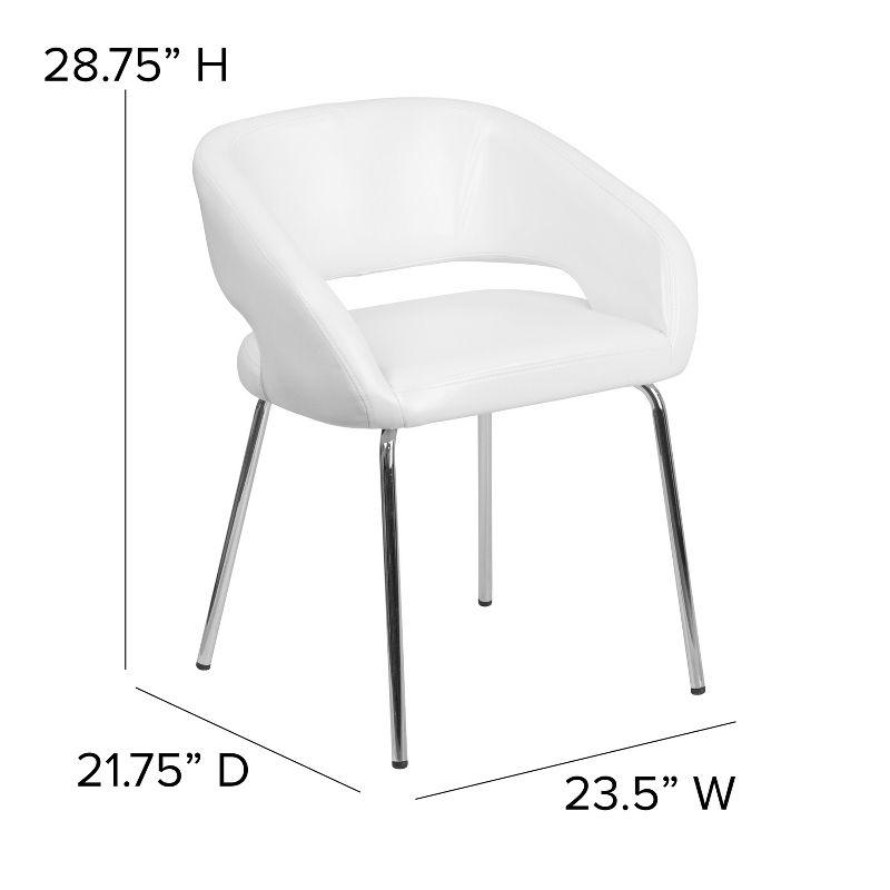 Fusion White LeatherSoft Chrome-Legged Side Reception Chair