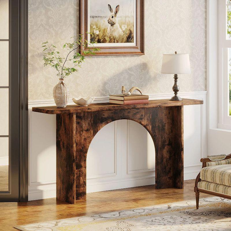 Tribesigns 63-Inch Farmhouse Console Table with Curved Arch Brace