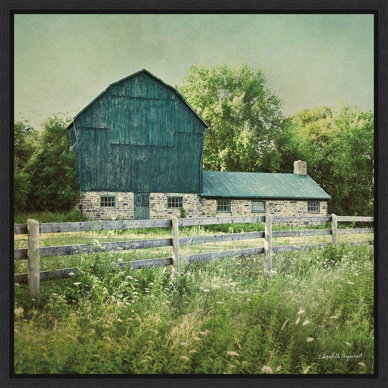 Blissful Country Barn Landscape Framed Canvas Art Print