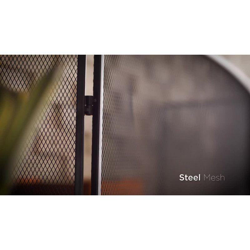 Best Choice Products 47.5x27.25in 3-Panel Steel Mesh Fireplace Screen, Spark Guard w/ Rustic Worn Finish - Antique Gold