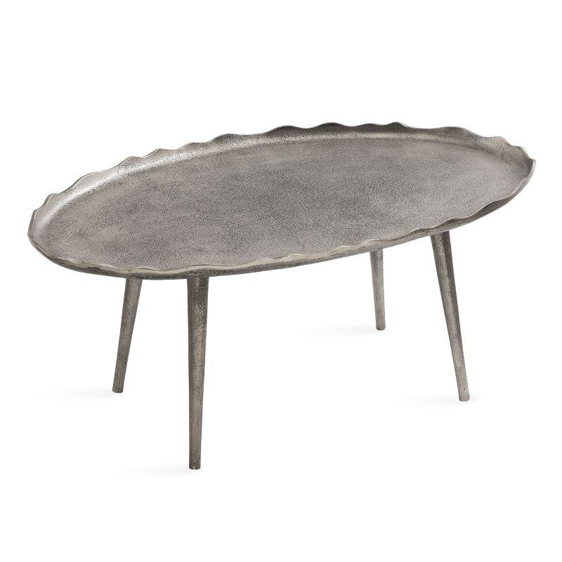 Alessia Artisanal Silver Aluminum Oval Coffee Table