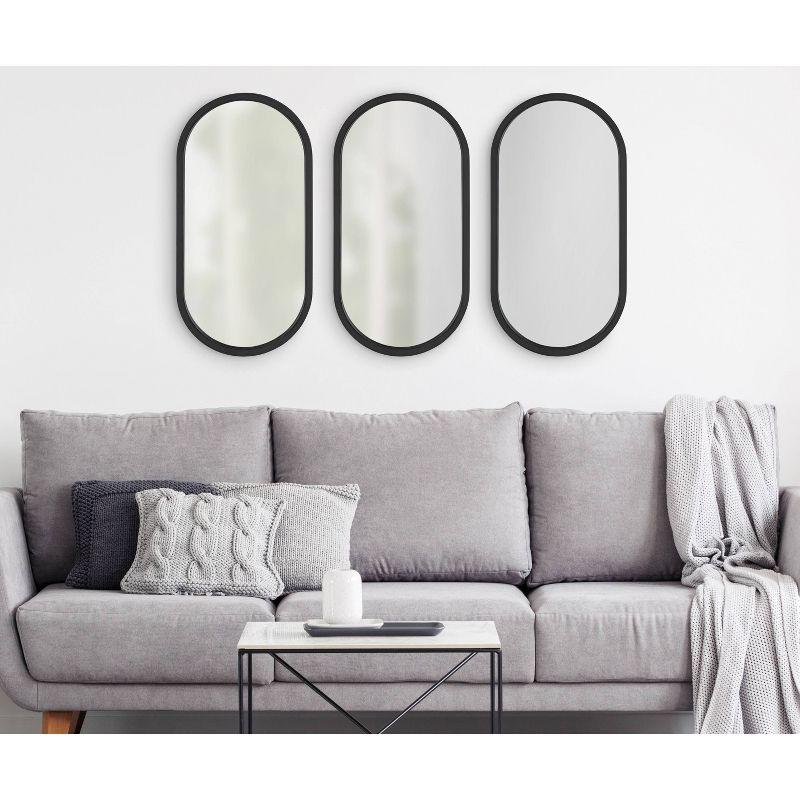 Kate & Laurel All Things Decor 12"x24" Travis Oval Wall Mirror Black: Modern Style, MDF Frame, No Assembly Required