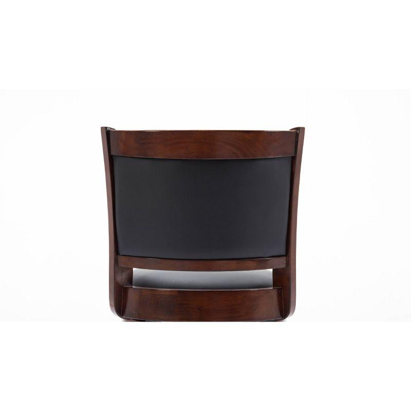 Cherry Wood Swivel Counter Stool with Black Leather Upholstery