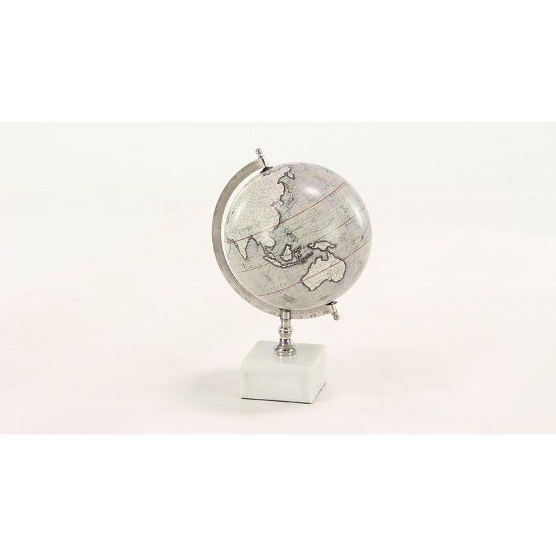 Olivia & May 13" x 9" Contemporary Decorative Globe with Iron and Ceramic Stand White: Metal Tabletop Sculpture, Indoor Display