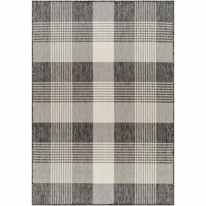 Jarad Black and Cream 5'3" x 7' Woven Indoor/Outdoor Area Rug